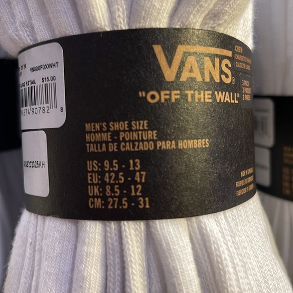 Vans Socks 3 pairs set CREW VANS.
"OFF THE WALL" White/Black
NWT - Picture 15 of 16